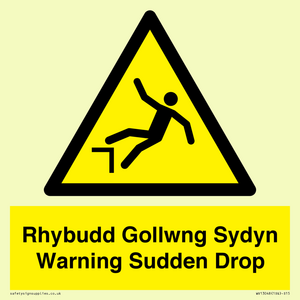 Rhybudd Gollwng Sydyn Warning Sudden Drop